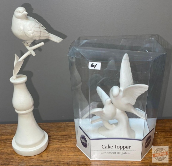 Wilton cake topper, doves 8"h and bird decor 12"h