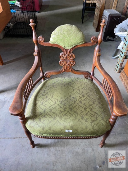 Furniture - Vintage parlor chair, wood and upholstery