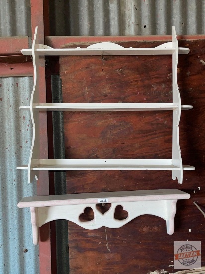 Wall Shelves - 2 - Vintage 3 tier 24"w and cut-out hearts 24"w