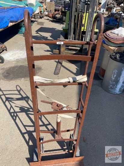 Vintage Dolly, 2 wheel appliance dolly hand cart w/strap, 61"h