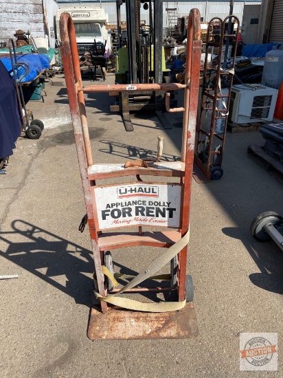 Vintage Dolly, U-haul 2 wheel Movers dolly hand cart w/strap, 59"h