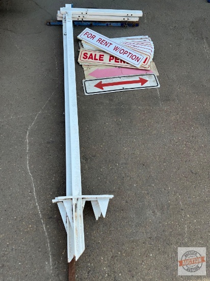 4 metal sign posts 66.5"h w/ 20+ Real Estate signs