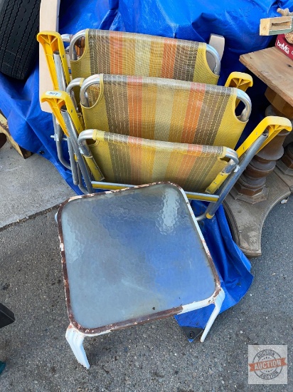 Vintage, as is, Lawn chairs and end table