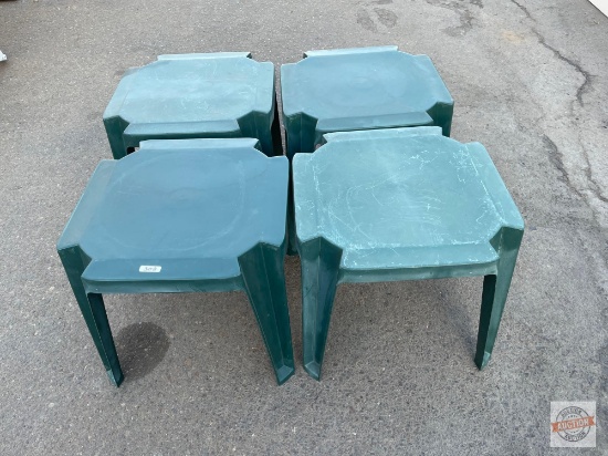 4 Resin patio end tables, 17"x17"