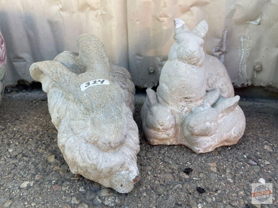 Gardening - Garden statues, 2 Rabbit statues