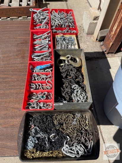 Hardware - Eye hooks, Anchor hooks, Chains misc. large lot