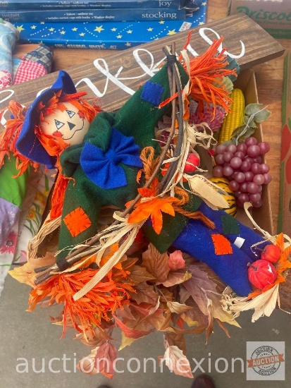 Fall Decor - Wooden "Thankful" sign and misc. decorations