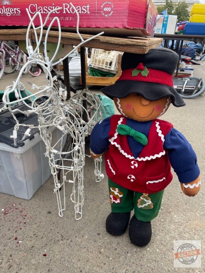 Christmas - Tall Gingerbread man 28"h and Wire lighted deer 32"h