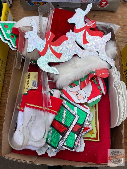 Christmas - Decor wreath holders and new Christmas card/photo holder, stockings, hat