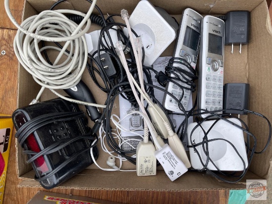 V-Tech telephones, Cosmo Electric clock and misc. cords
