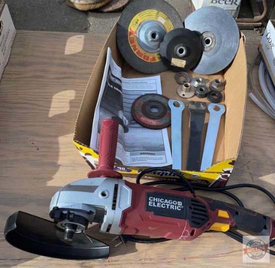 Tools - Chicago Electric 7" Angle grinder, cutting blades etc.