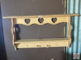 Wall Shelf Coat rack, heart cut-outs