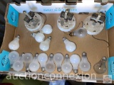Lighting - 3 double ceiling fixtures and light bulbs