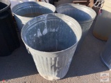 Trash Cans - 3 Galvanized trash cans, used, 33 gallon
