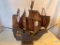 Model pirate ship with stand