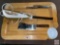 Large Meat cutting board w/ cleaver and Electric Knife