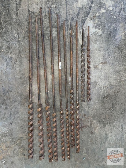 Tools - 10 very large vintage brace drill bits