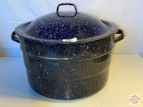 Large Graniteware canning jar cooker with married lid