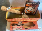 Vintage items - Wooden train whistle, Lint Brush