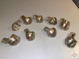 Vintage Shell napkin rings - 9 Hand painted, some marked Catalina Island