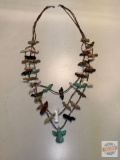 Jewelry - Necklace, Triple strand with carved animals of shell, coral, abalone