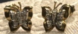 Jewelry - Earrings, Butterflies with 10 stones each, 1.7 gtw