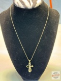 Jewelry - Necklace and Pendant, .925 sterling, modern styled cross FAS pendant and chain, 4.8g
