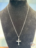 Jewelry - Necklace with pendant, .925 sterling cross pendant with 16 stones, 2.7 gtw