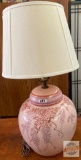 Lamp - Ginger Jar Table Lamp with enamel motif relief design, 27