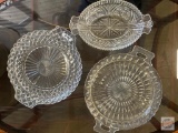 Glassware - 3 Glass double handled serving platters