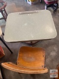 Vintage School desk, lift top with attached swivel chair