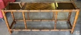 Furniture - Sofa table, Bamboo styled, 2 glass top ends