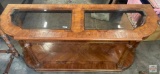 Vintage sofa table, smoked beveled glass inserts