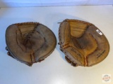 Baseball - 2 vintage catchers mitts
