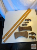 Tools - Vintage axe heads etc. and 2 long handles