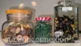 Buttons - Brown / Dark Green/ Silver & Gold Tone
