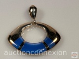 Jewelry - Pendant, .925 sterling with blue inlaid