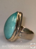 Jewelry - Ring, Sterling with large faux teardrop turquoise
