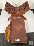 Ephemera - Bible 1868 and ornate book stand