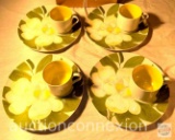 Snack Set, Fitz and Floyd, 1976, 8 pc Yellow Rose