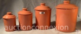 Canister set, 8 pc. 4 sizes with lids, Mervyn's, orange color