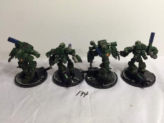 Lot of 4 Pieces Loose 2003 Collector Wizkids Miniature Mechwarrior War Figures - 2"Tall