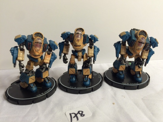 Lot of 3 Pieces Loose 2003 Collector Wizkids Miniature Mechwarrior War Figures - 2"Tall
