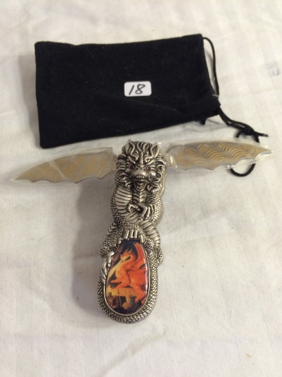 Collector Fantasy Dragon 2 Blade Pocket Knife Dragon Design 4" Folded Pocket Knife