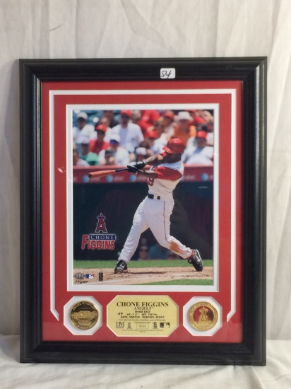 Collector Loose Chone Figgins Angels Third Base #9 34/2007 Limited Edition In A Frame 16"T by13"w