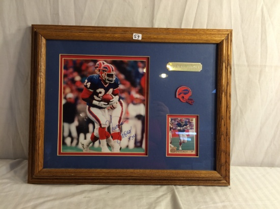 Collector Loose Bills Thurman Thomas #34 With Signiture In A Frame 18.5" Width By 14.5" Tall