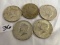 Lot of 5 Pieces Collector Vintage 1964 D Silver Kennedy Half Dollars US Silver Coins