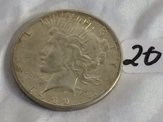 Collector Vintage 1922-S  Peace Silver Dollar $1 US Silver Coin