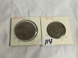 Lot of 2 Pieces Collector Vintage Foreign Coins - See Pictures