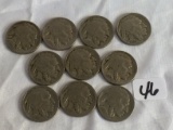 Lot of 10 Pieces Collector Vintage 1926-1929-1930-1935 Indian Head Buffalo Nickel 5c US Coins